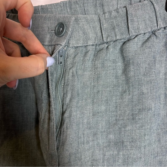 Eileen Fisher 100% Organic Linen Wide Leg Pants Blue Green Small Lagenlook - Picture 4 of 12